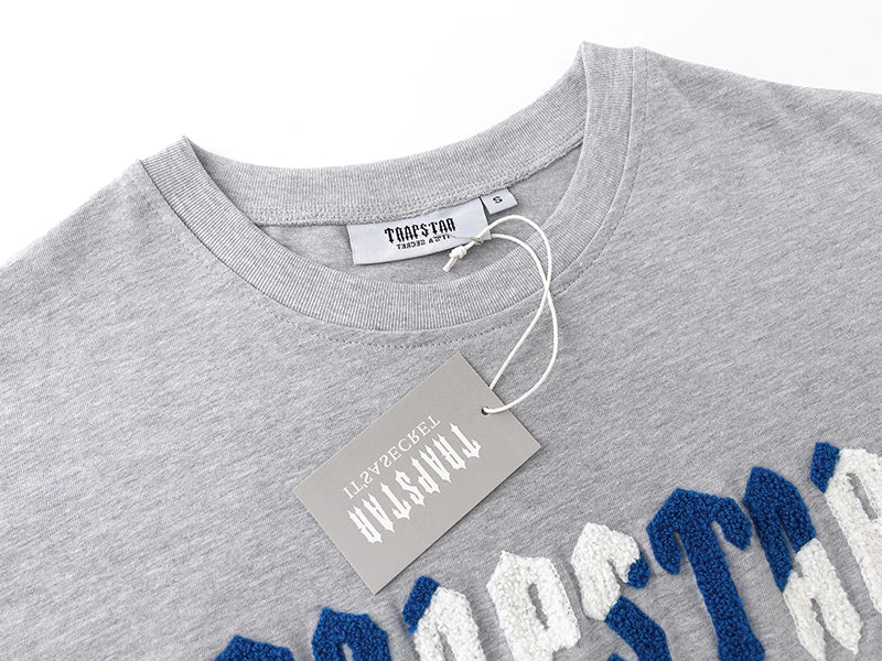 Trapstar Chenille Decoded Short Set "grey / Blue"