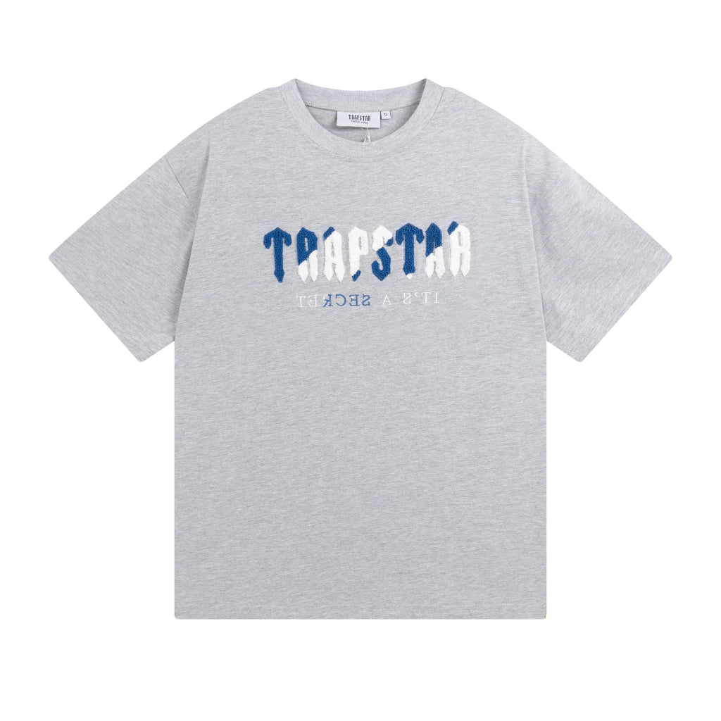 Trapstar Chenille Decoded Short Set "grey / Blue"