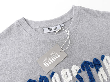 Trapstar Chenille Decoded Short Set "grey / Blue"