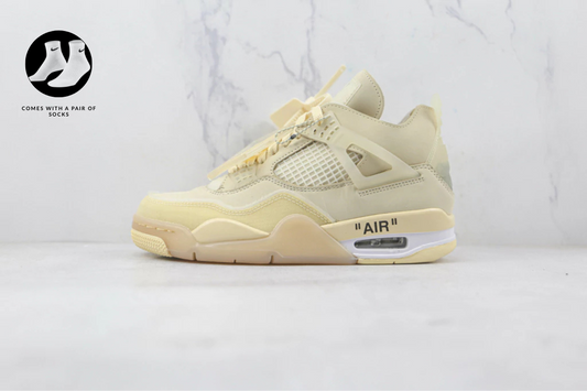 Off-White x Nike Air Jordan 4 Retro "Sail" + Pair of Nike socks